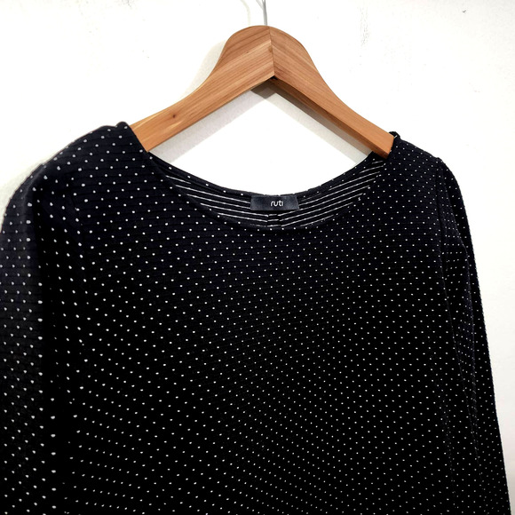 Ruti Scuba Essential Top & Wide-ish Pant Black White Polka Dot Lounge Set SZ 4/6 - Picture 4 of 16